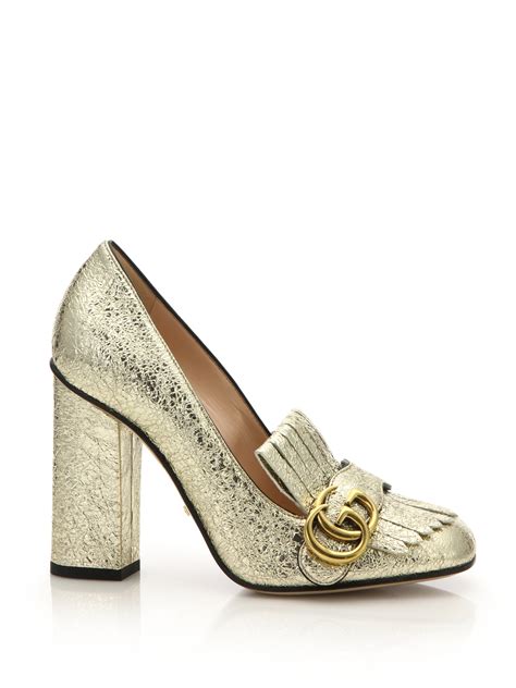 gucci gold marmont pumps|Gucci kitten heel pumps.